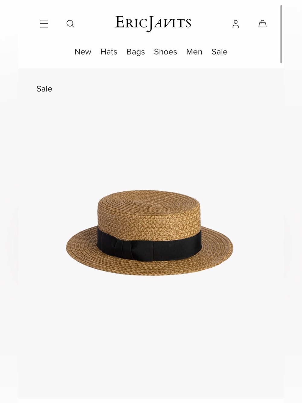 🖤 NWOT Eric Javits Boater Straw Hat 🖤